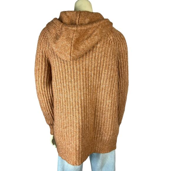Aerie Size XS orange hooded sweater knit oversized Wool Blend Fuzzy Cozy Comfy - Picture 7 of 10